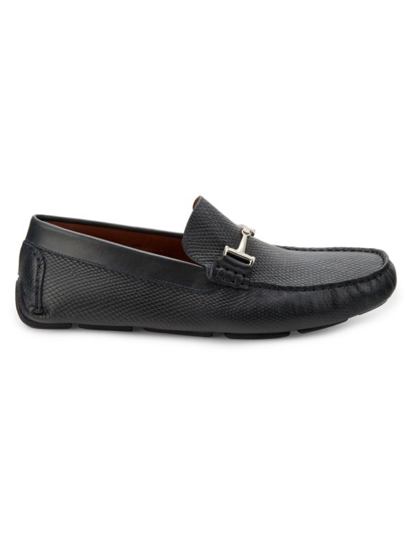 Saks Fifth Avenue Snake Embossed Leather Bit Driving Loafers